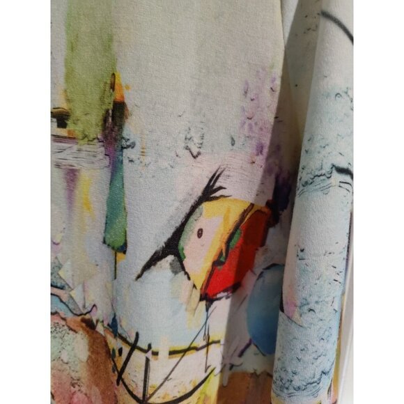 Lily London Abstract Outdoor Scene Art-To-Wear Relaxed Fit 3/4-Sleeve Top S - Picture 7 of 11